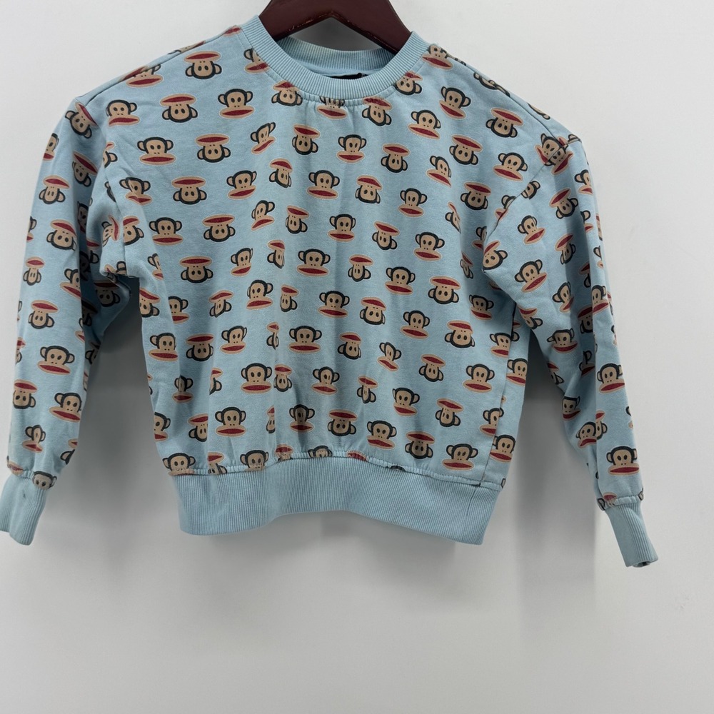 Paul Frank‎ Julius the Monkey All Over Print Sweatshirt Light Blue Kids Size 7/8